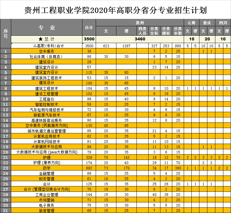 华体会体育(中国)hth·官方网站2020年高职分省分专业招生计划(图1)